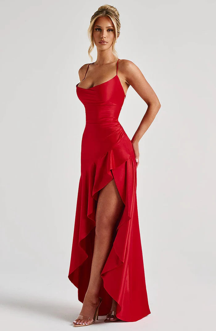 Robe Longue fente en Satin
