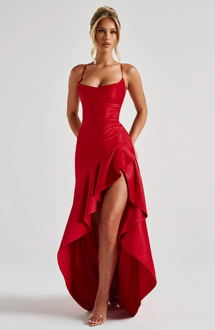 Robe Longue fente en Satin