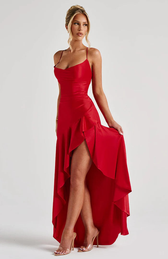 Robe Longue fente en Satin